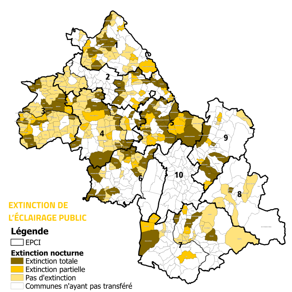Communes mettant en place l'extinction